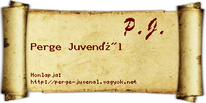 Perge Juvenál névjegykártya